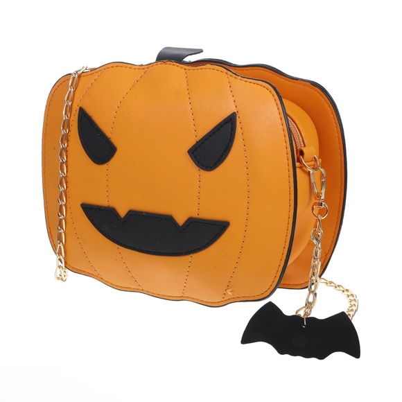 NEW! Pumpkin & Bat Halloween Jack-o’-lantern Crossbody Purse - Picture 3 of 14